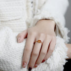 Bague délicate en citrine naturelle plaqué or 14 carats