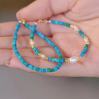 Turquoise & Pearl Stackable Bracelet - Protection & Inner Peace