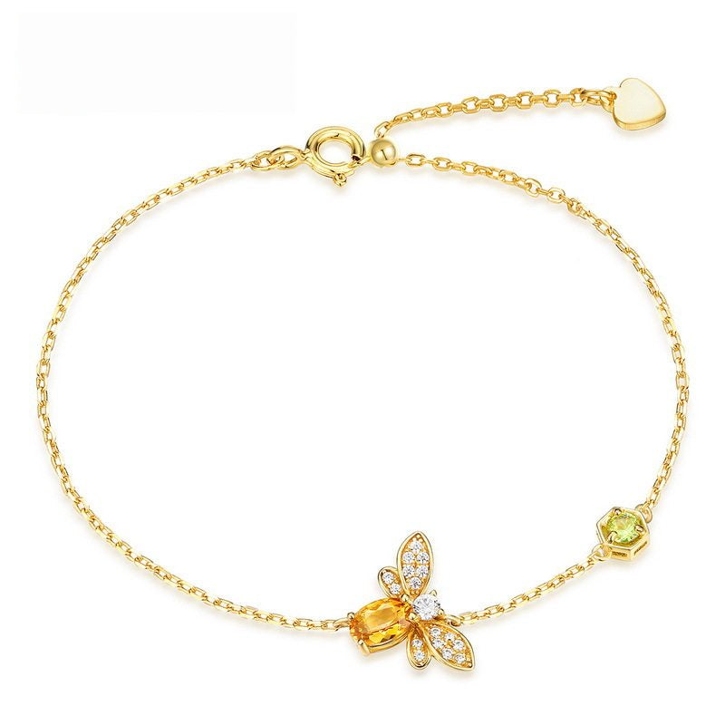 Collier Abeille Délicate en Citrine – Attraction de la Richesse & Douce Carrière