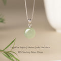 Hetian Jade Turnover Bead Pendant S925 Chain Necklace - Calm Mind and Steady Blessings