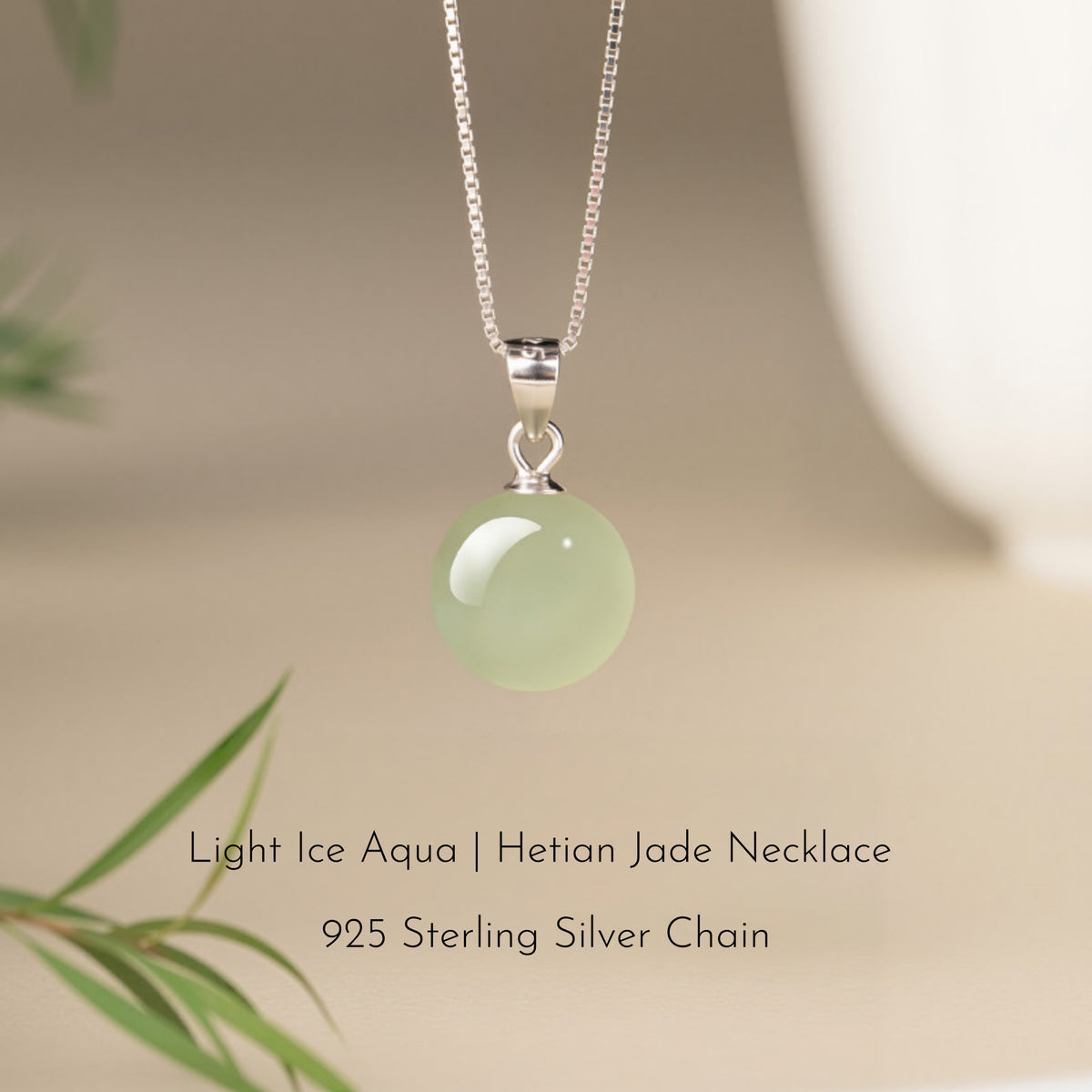 Hetian Jade Turnover Bead Pendant S925 Chain Necklace - Calm Mind and Steady Blessings