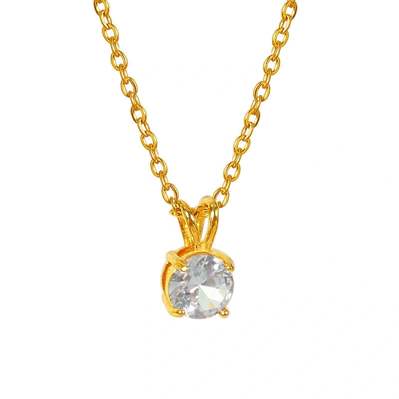 Colorful Birthstone Pendant Necklace | Dainty CZ Clavicle Chain | Perfect Birthday Gift for Women