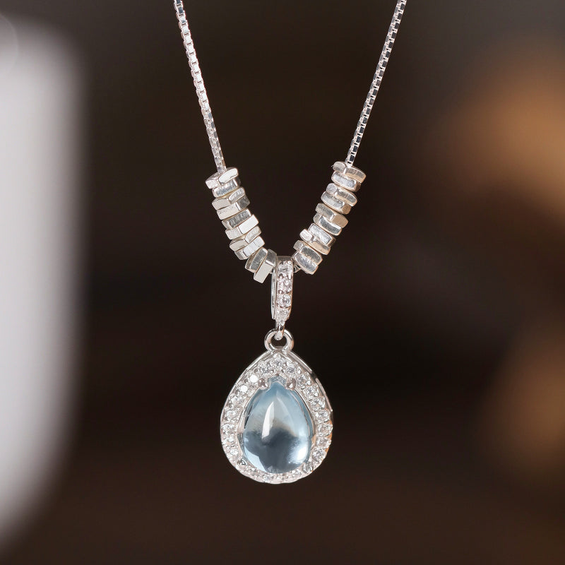 Collier Aigue-Marine Naturelle – Active le Chakra de la Gorge, Expression Claire, Attire les Bienfaiteurs