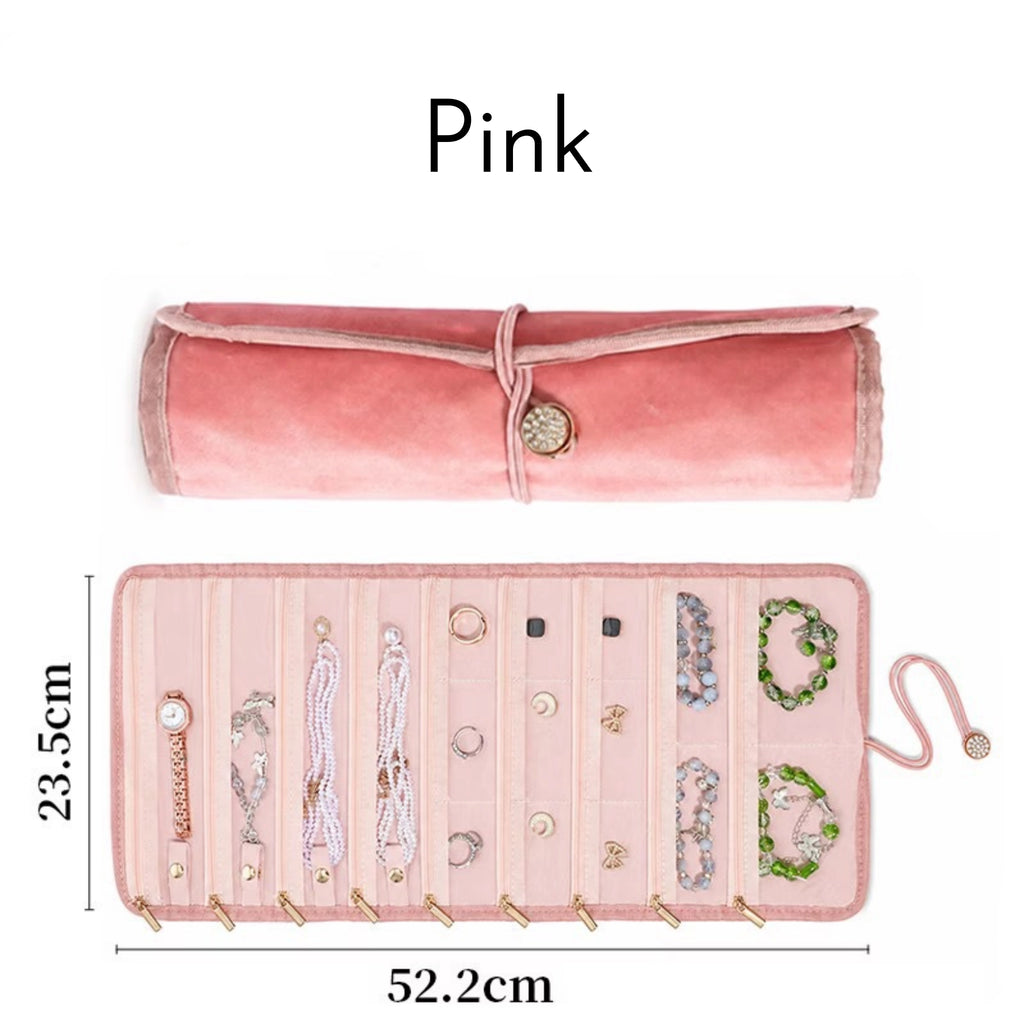 Portable Velvet Roll Jewelry Organizer