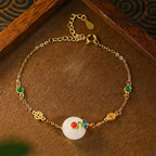 Natural Hetian Jade Necklace/Bracelet/Earrings/Ring Set - Stands for Peace