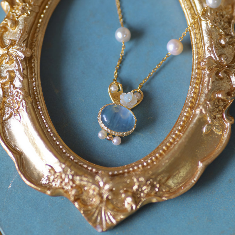 Rabbit‑Shaped Aquamarine Necklace & Earring Set - To My Dearest Sweet One