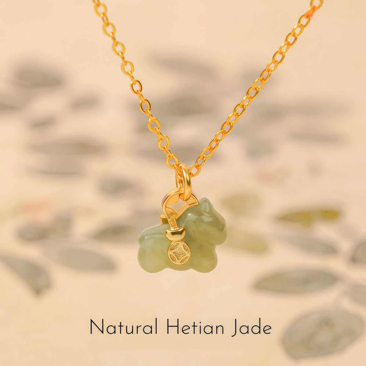 Natural Hetian Jade Pony Pendant Necklace - Success & Peace