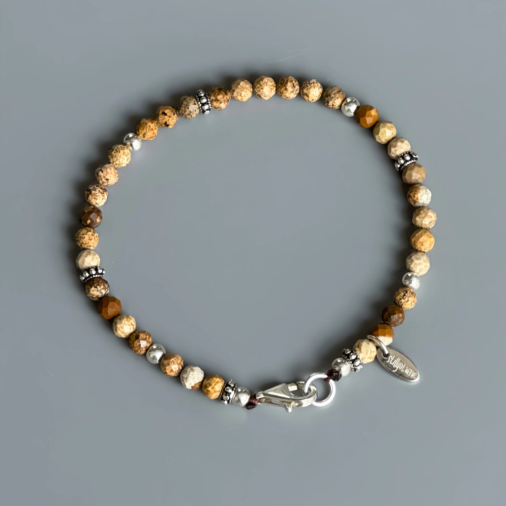 Natural Stone Round Bead Stackable Bracelet - Focus Goals & Seize Opportunities