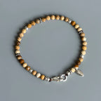 Natural Stone Round Bead Stackable Bracelet - Focus Goals & Seize Opportunities