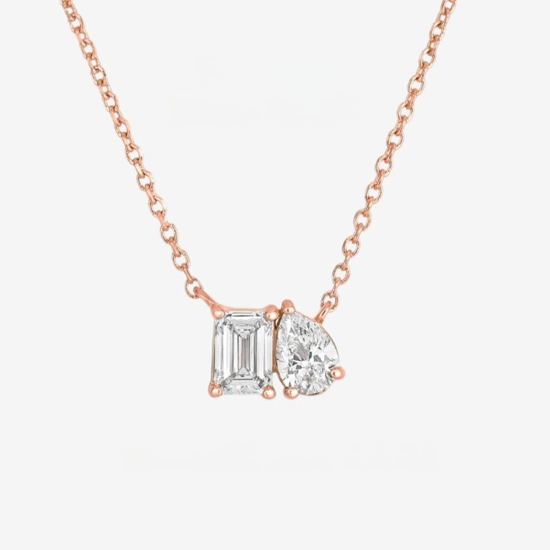 Necklace | You and Me Two Stone Pendant | Sterling Silver Romantic Jewelry