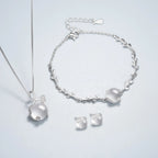 Plum‑Blossom Chalcedony Sterling Silver 3‑Piece
