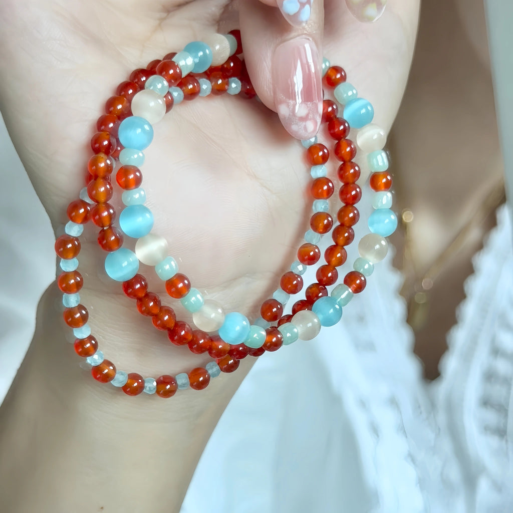 Red Agate Cat's‑Eye Stackable Bracelet - Ignite Warm Inner Vibes