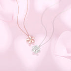 Collier Fleur de Cerisier Rose avec Chaîne de Clavicule Premium en Argent Pur Rotative