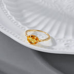Bague délicate en citrine naturelle plaqué or 14 carats