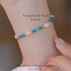 Turquoise & Pearl Stackable Bracelet - Protection & Inner Peace