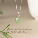 Hetian Jade Turnover Bead Pendant S925 Chain Necklace - Calm Mind and Steady Blessings