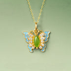 Hetian Jade Butterfly Necklace Ring Earrings Jewelry Set - stands for purity