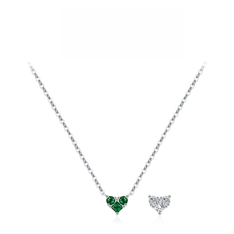 Heart Birthstone Necklace for Women | 925 Sterling Silver Three Stone Pendant | Dainty Birthday Gift