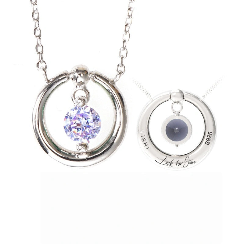 60th Birthday Necklace - Six Rings for Six Decades Sterling Silver Birthstone Gift