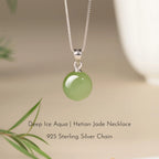 Hetian Jade Turnover Bead Pendant S925 Chain Necklace - Calm Mind and Steady Blessings