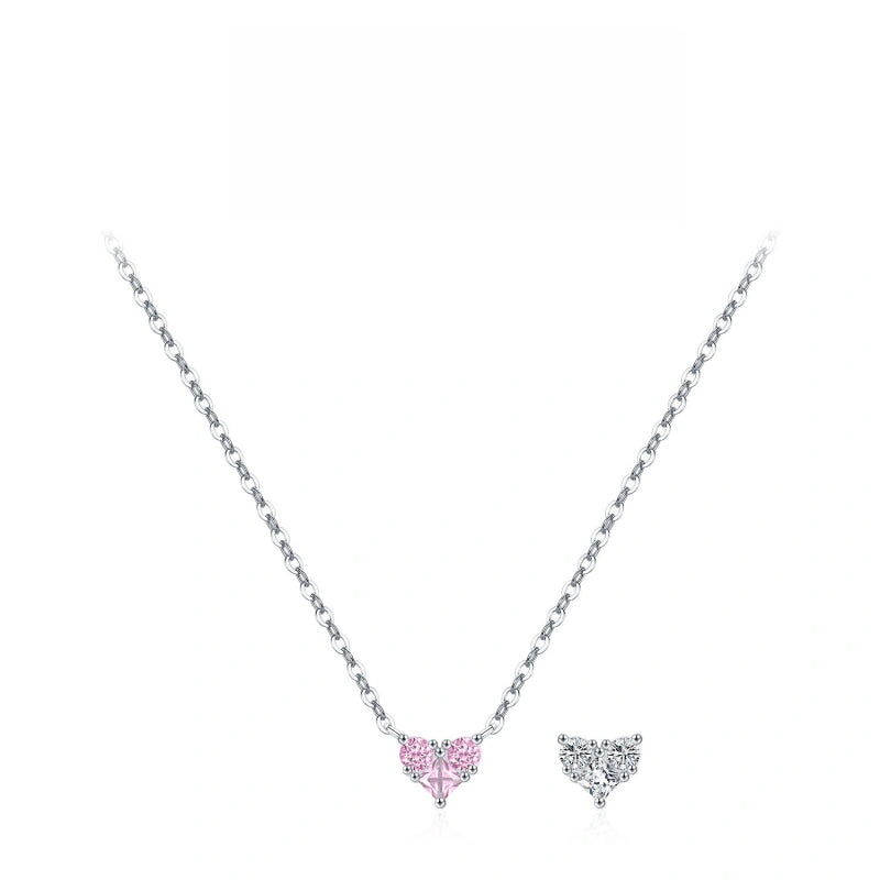 Heart Birthstone Necklace for Women | 925 Sterling Silver Three Stone Pendant | Dainty Birthday Gift