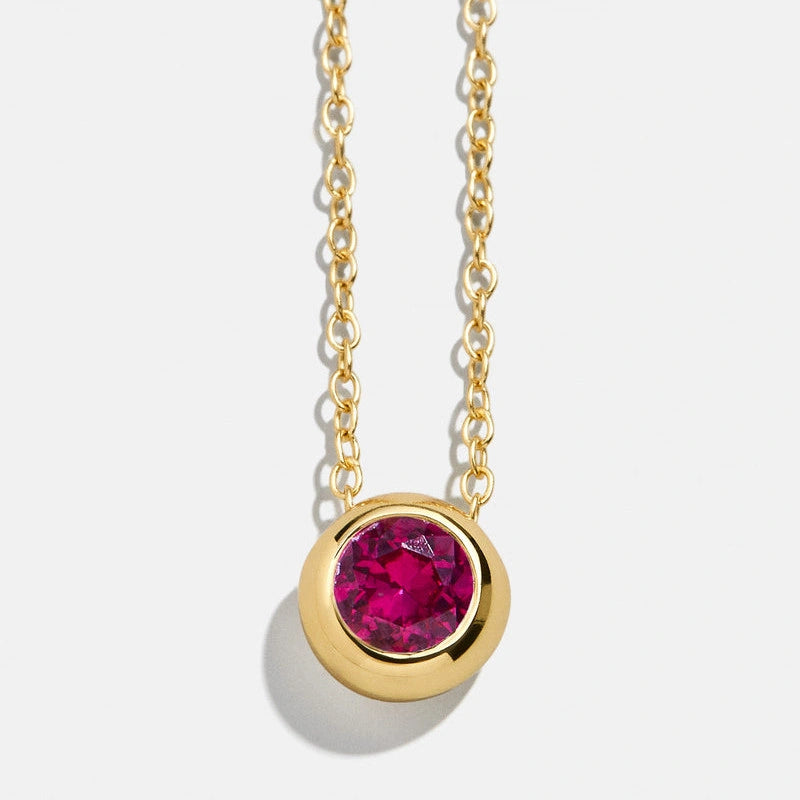 Dainty Birthstone Necklace | 925 Sterling Silver Colorful Crystal Pendant | Minimalist Clavicle Chain
