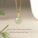 Hetian Jade Turnover Bead Pendant S925 Chain Necklace - Calm Mind and Steady Blessings