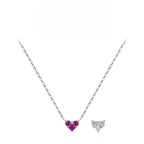 Heart Birthstone Necklace for Women | 925 Sterling Silver Three Stone Pendant | Dainty Birthday Gift
