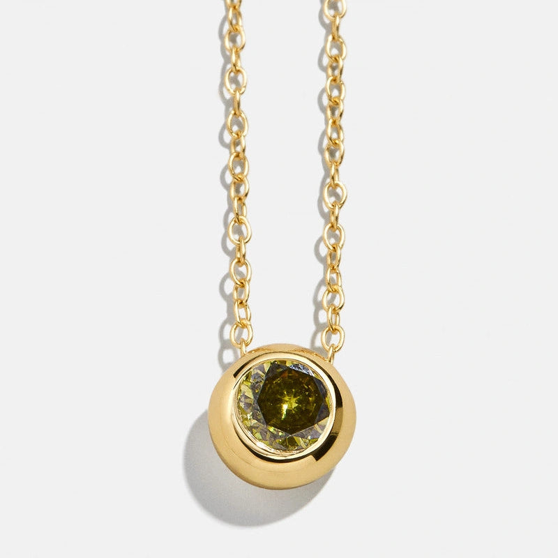 Dainty Birthstone Necklace | 925 Sterling Silver Colorful Crystal Pendant | Minimalist Clavicle Chain