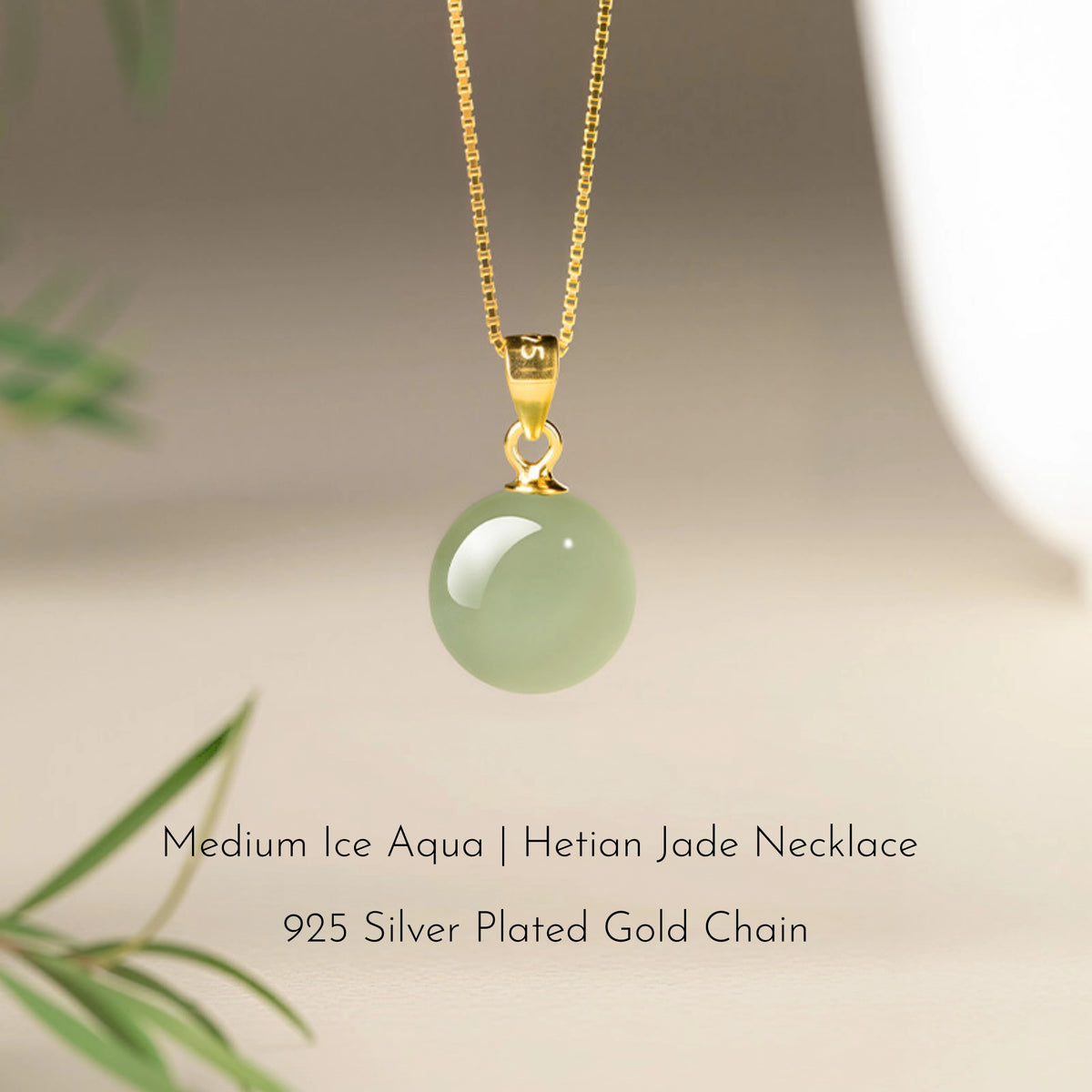Hetian Jade Turnover Bead Pendant S925 Chain Necklace - Calm Mind and Steady Blessings