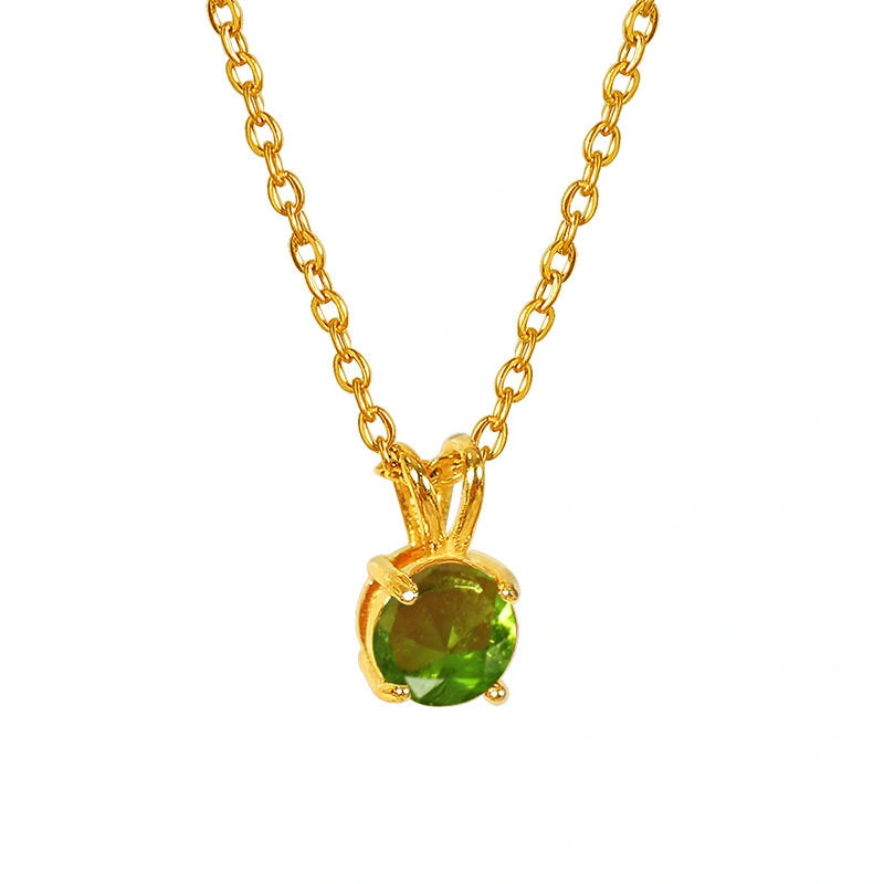 Colorful Birthstone Pendant Necklace | Dainty CZ Clavicle Chain | Perfect Birthday Gift for Women