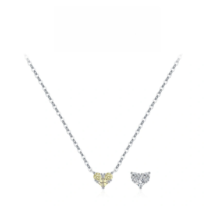 Heart Birthstone Necklace for Women | 925 Sterling Silver Three Stone Pendant | Dainty Birthday Gift