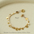 Hand‑Hammered Gold Coin Natural Stone Beaded Stack Bracelet - Healing, Inner Power