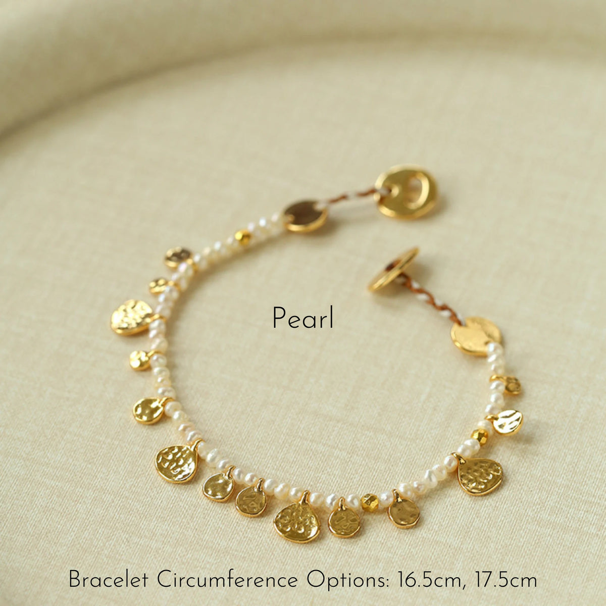 Hand‑Hammered Gold Coin Natural Stone Beaded Stack Bracelet - Healing, Inner Power
