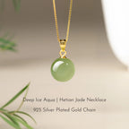Hetian Jade Turnover Bead Pendant S925 Chain Necklace - Calm Mind and Steady Blessings