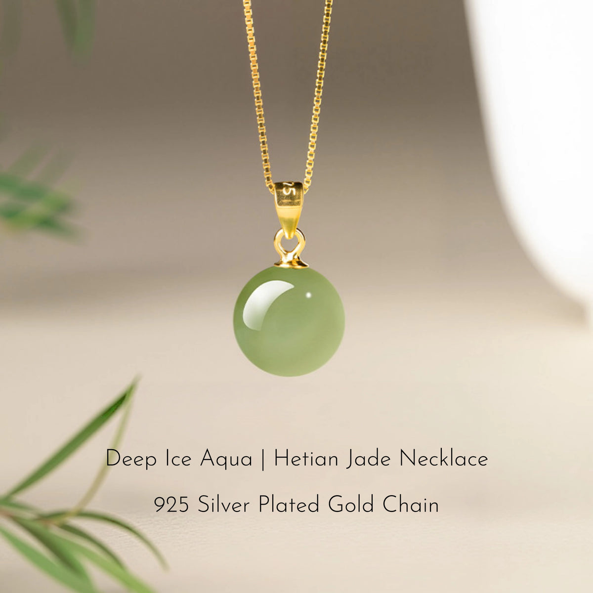 Hetian Jade Turnover Bead Pendant S925 Chain Necklace - Calm Mind and Steady Blessings