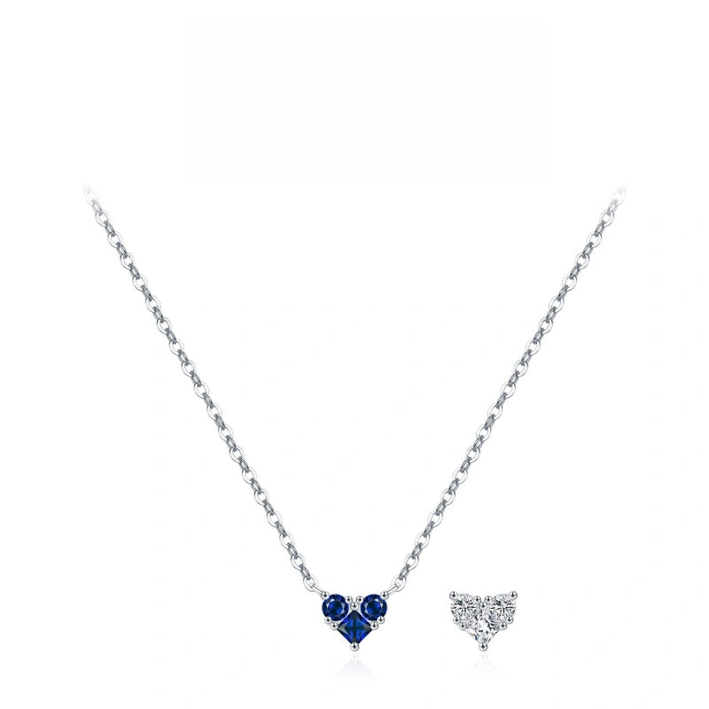 Heart Birthstone Necklace for Women | 925 Sterling Silver Three Stone Pendant | Dainty Birthday Gift