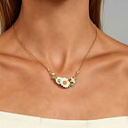 Enamel Daisy Flower Leaf Necklace - Embrace Constant Warmth